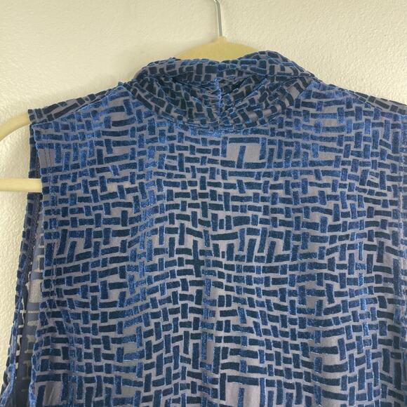 Susan Graver Blue Velvet Pattern Over Sheer Open Vest Top Women's Small - Picture 5 of 11
